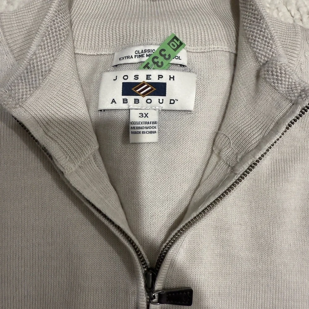 Joseph Abboud Classic Fit Extra Fine Merino Wool Quarter Zip Sweater.  Size 3X - Picture 2 of 8